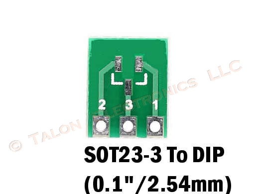   SOT23-3 to SIP Adapter PCB  - 0.1" Centers for Breadboard and Prototyping