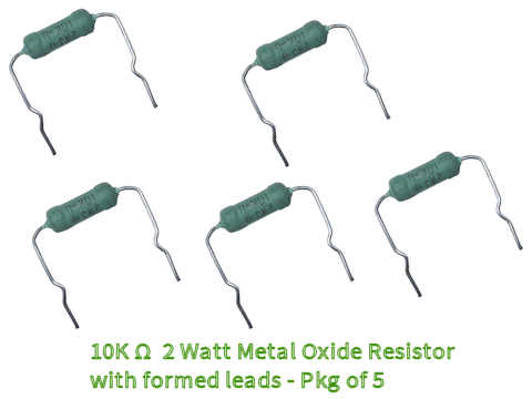    10K Ohms 2W Metal Oxide Resistors with formed leads (Pkg of 5)