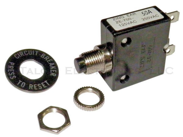 50 Ampere AC/DC Pushbutton Circuit Breaker - Philmore B7050