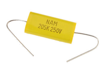  2.0uF/250VDC axial film capacitor