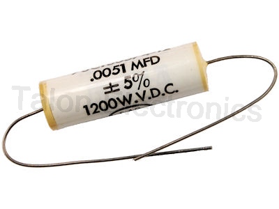 .0051uF / 1200VDC Axial Film Capacitor