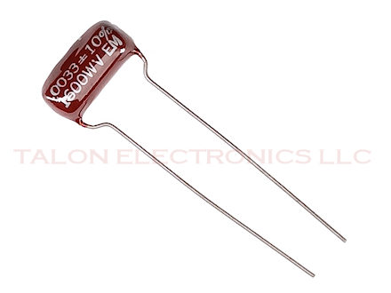 .0033uF / 1600V radial dipped film/paper capacitor