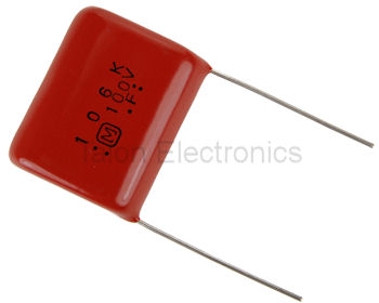 10uF/100VDC radial film capacitor