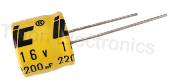  2200uF 16V Low Profile Radial Electrolytic Capacitor