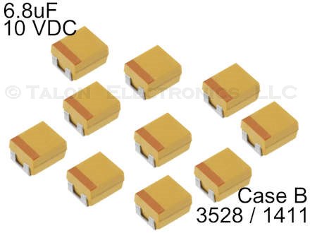   6.8uF 10V Surface Mount Tantalum Capacitor Case B (Pkg of 10)
