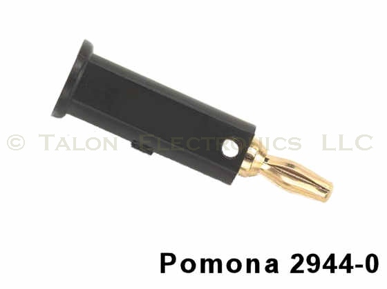 Black Miniature Banana Plug - Solderless Stacking Type - Pomona 2944-0
