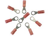 Solderless Insulated Ring Terminal for #10 Screw - Crimp - 22-18 Wire Range - 10 PACK