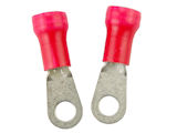 Solderless Insulated Ring Terminal for 1/4" Stud - Crimp - 8AWG Wire - 2 PACK
