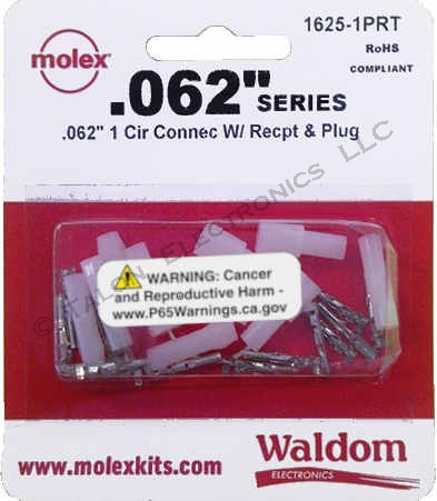       Molex .062" Series 1-Circuit Connector Kit with Receptacle and Plug 1625-1PRT