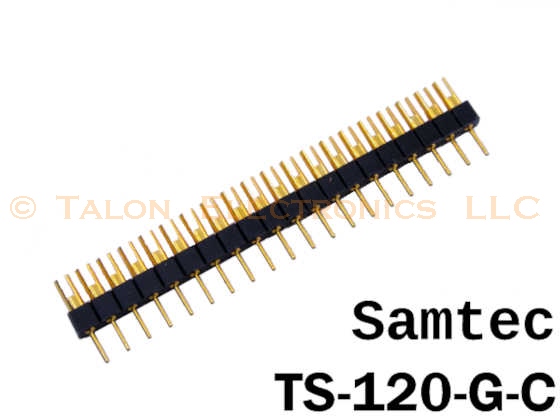 1X20 Machined Pin Header with Round and Bifurcated Terminals - Samtec TS-120-G-C