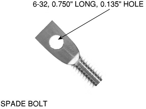     #6-32  Steel Spade Bolt,  3/4" Overall Length