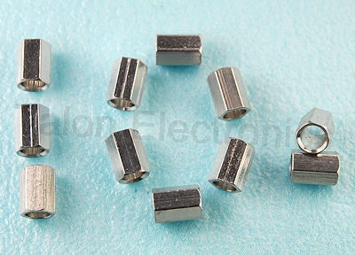  0.370" (9.4mm) Long Clear Hole Hex Spacer - 10 Pack