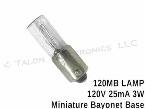  120MB Lamp -  Miniature Bayonet Base - 120V  25mA - 3W