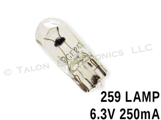  259 Lamp -  T 3-1/4  Wedge Base 6.3V  150mA