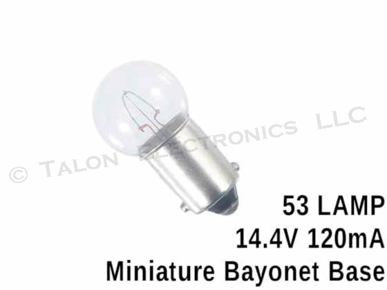   53 Lamp -  Miniature Bayonet Base 14.4 V 120 mA
