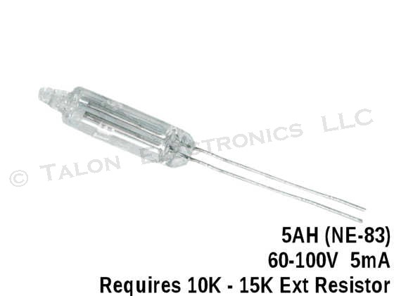 5AH T-2 Clear Neon Lamp  60 to 100V  5 mA (NE-83)