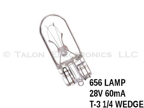  656 Lamp -  T 3-1/4  Wedge Base 28V 60mA