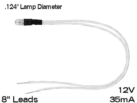 12 Volt Stereo and Dial Lamp with 8" Leads 12V, 35mA