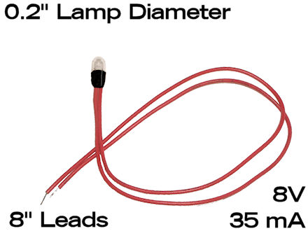 8 Volt Stereo and Dial Lamp with 8" Leads 8V, 35mA