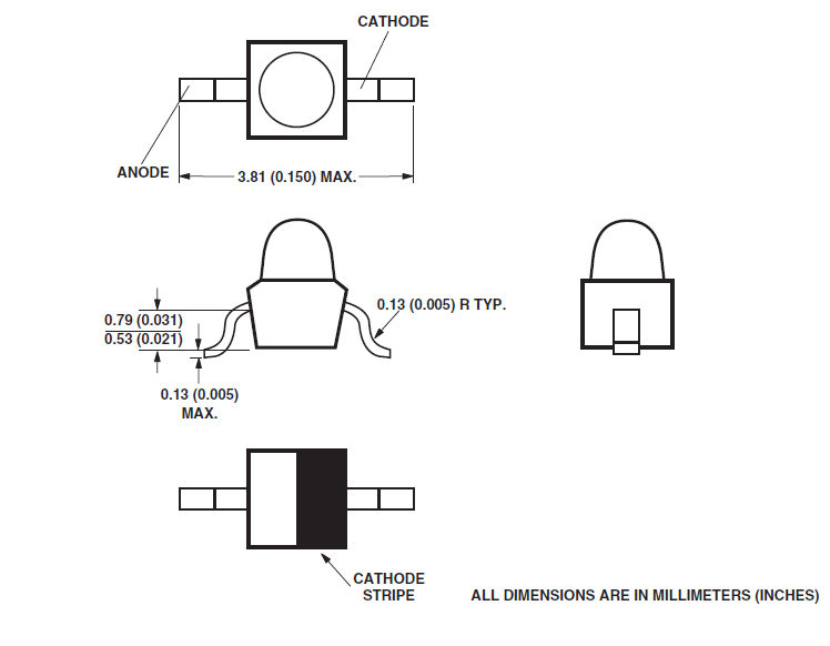       Amber SMD Subminiature High Performance Dome Style LED (12/Pkg)