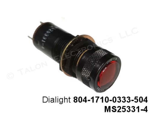   Panel Mount Dimmable-Press-To-Test Lampholder with Amber Lens Dialight 804-1710-0333-504