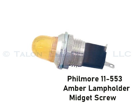   Panel Mount - Midget-Screw Base Bulb Lampholder with Amber lens - Philmore 11-553 