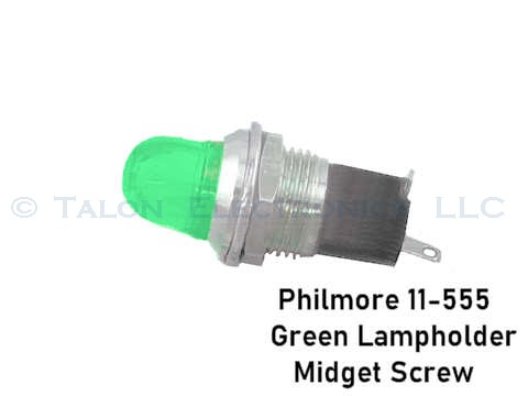   Panel Mount - Midget-Screw Base Bulb Lampholder with Green lens - Philmore 11-555 