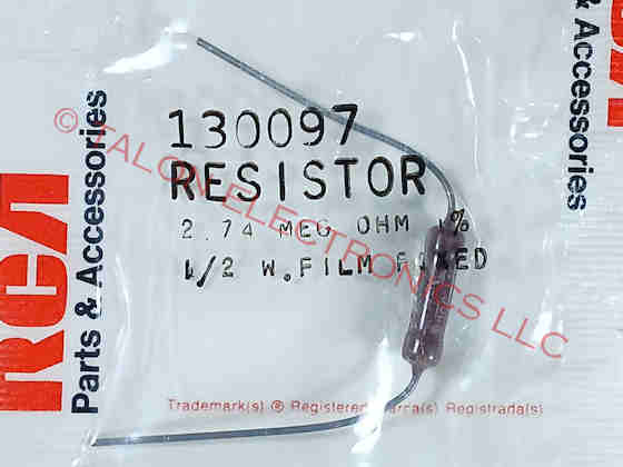 RCA 130097 Film Resistor  - 2.74 Megohms, 1/2W 1%