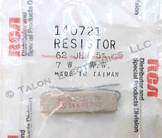 RCA 140721 Power Resistor 62 Ohms 7 Watt Resistor