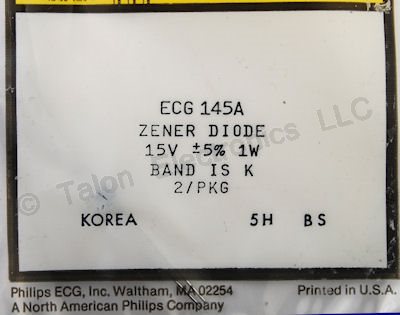  ECG145A 15V 1W Axial Lead Zener Diode