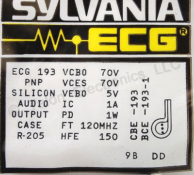  ECG193 PNP Silicon Audio Output Transistor