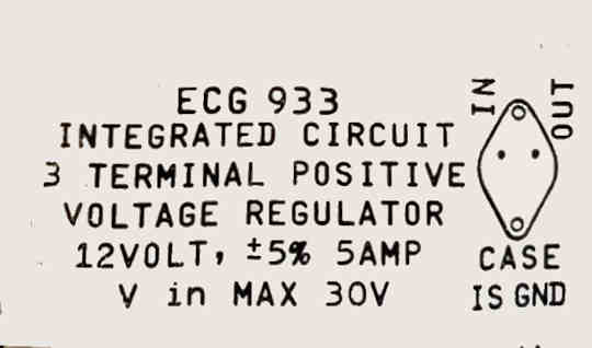  ECG933 Positive 3 Terminal Voltage Regulator, 12V  5A