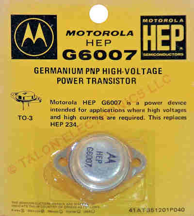 HEP-G6007 PNP Germanium High Voltage Power Transistor