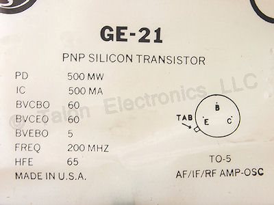    GE-21 PNP Silicon Transistor