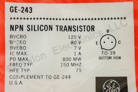 GE-243 NPN Silicon Transistor