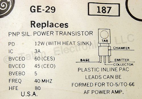  GE-29 PNP Silicon Power Transistor