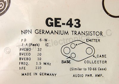 GE-43 NPN Germanium Power Transistor