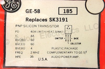  GE-58 PNP Silicon Power Transistor