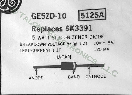 GE5ZD-10  5 Watt 10 Volt Zener Diode