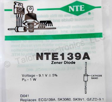   NTE139A 9.1 Volt 1 Watt Zener Diode
