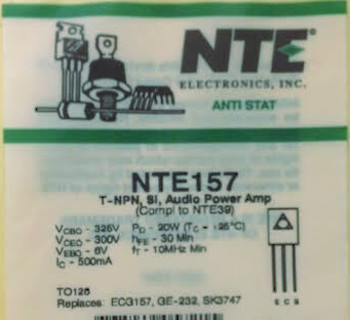 High Power Audio Output NTE Electronics NTE58 Silicon NPN Type Complementary Transistor 200V 17 Amp Current Rating 