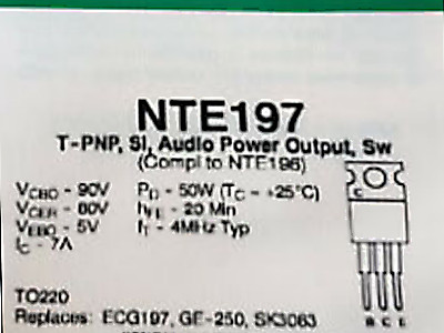   NTE197 PNP Power Transistor