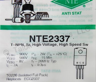 NTE2337 NPN High Voltage Transistor 500V 7A