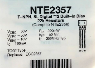 NTE2357  Pre-Biased Digital Transistor
