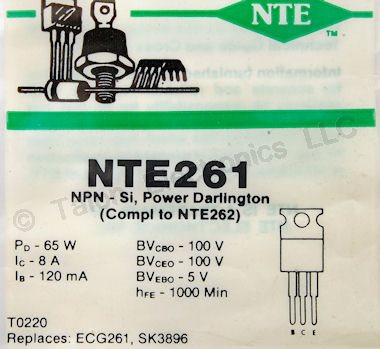   NTE261 NPN Silicon Darlington Transistor