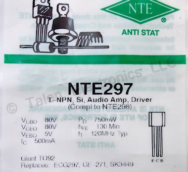   NTE297  NPN Silicon Amplifier Transistor