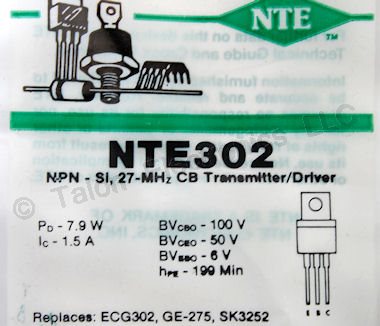   NTE302  NPN Silicon 27 MHZ CB Driver/Output Transistor