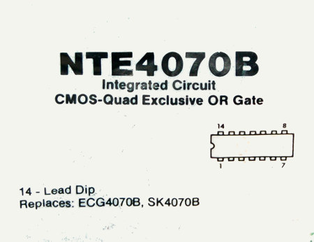   4070 - NTE4070B CMOS Quad Exclusive OR and NOR Gates