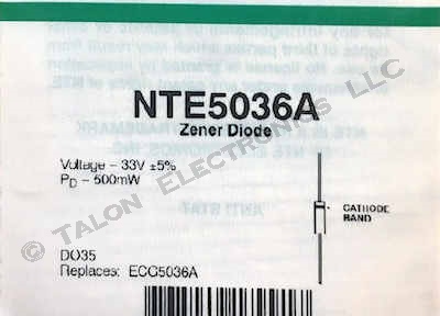 NTE5036A 33V 500mW Axial Zener Diode