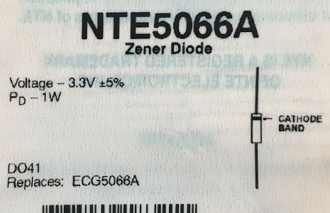 NTE5066A 3.3V 1 Watt Zener Diode